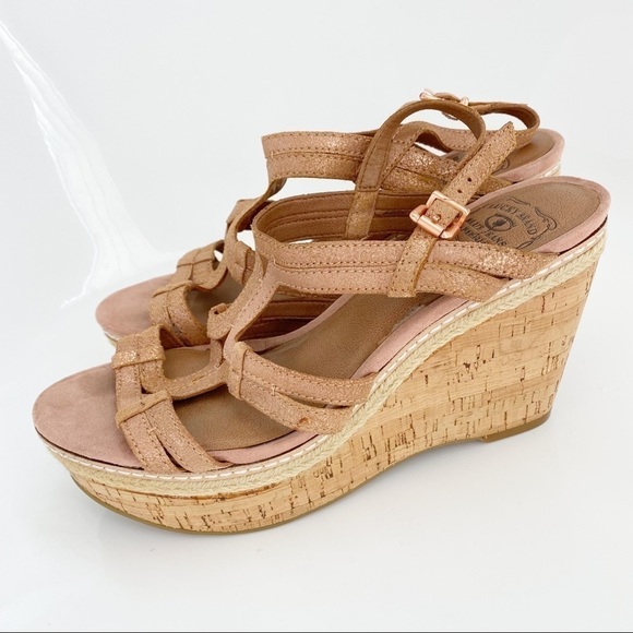 LUCKY BRAND Keena Wedge Sandal Rosegold, Size 9 - Picture 2 of 11